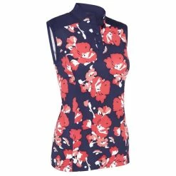 Callaway Ladies Large Scale Floral Print Polo Shirt Peacoat (410)