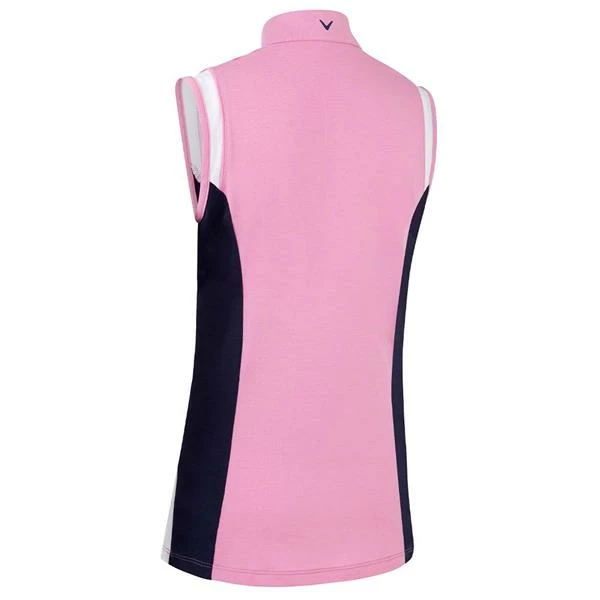 Callaway Ladies Colour Block Snap Polo Shirt Pink (676) 4 Callaway Ladies Colour Block Snap Polo Shirt Pink (676) - Image 2