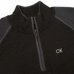 Calvin Klein Golf Gents Pico ¼ Zip Lined Sweater Black -Cheap Footwear Store P CKMA22706CALVINKLEINSWEATERBLACKGENTS 2 L