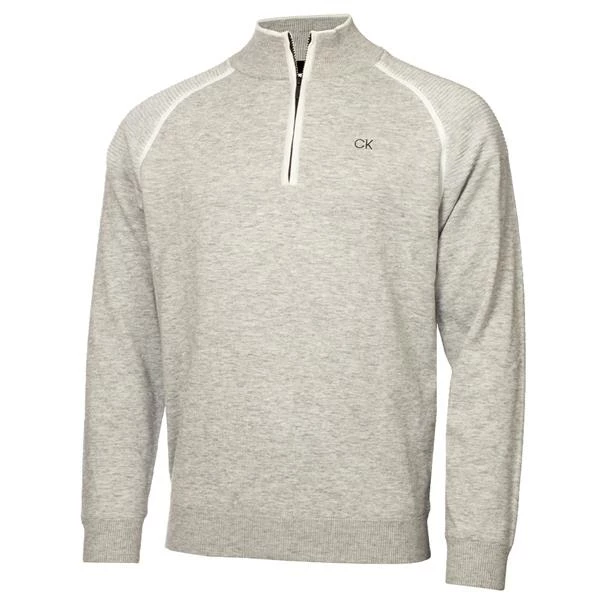 Calvin Klein Golf Gents Pico ¼ Zip Lined Sweater Silver Marl 3 Calvin Klein Golf Gents Pico ¼ Zip Lined Sweater Silver Marl