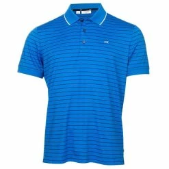 Calvin Klein Golf Gents Bolsa Stripe Polo Shirt Ocean Blue