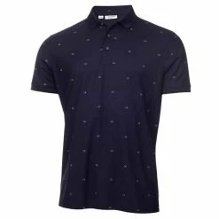 Calvin Klein Golf Gents Monogram Pique Polo Shirt Navy Arctic Ice