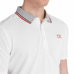 Calvin Klein Golf Gents Monterey Polo Shirt White Cardinal Red -Cheap Footwear Store P CKMS22535CALVINKLEINSHIRTWHITECARDINALREDGENTS 13 L