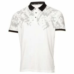 Calvin Klein Golf Gents Nashua Printed Polo Shirt White - Black