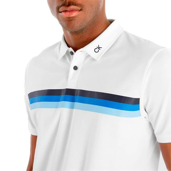Calvin Klein Golf Gents Parker Polo Shirt White - Blue 8 Calvin Klein Golf Gents Parker Polo Shirt White - Blue - Image 6