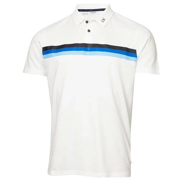 Calvin Klein Golf Gents Parker Polo Shirt White - Blue 3 Calvin Klein Golf Gents Parker Polo Shirt White - Blue