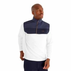 Calvin Klein Golf Gents Danvers ¼ Zip Top White - Navy -Cheap Footwear Store P CKMS23757CALVINKLEINTOPWHITENAVYGENTS 2 L