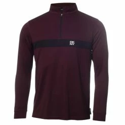 DKNY Gents Tournament ¼ Zip Top Burgundy