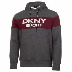 DKNY Gents South Street Colour Block Hoodie Charcoal Marl