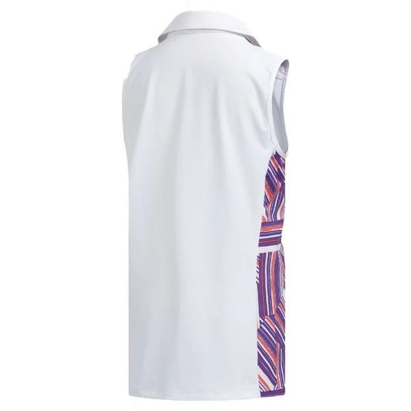 ADIDAS Junior Girls Novelty Sleeveless Polo Shirt White - Purple 4 ADIDAS Junior Girls Novelty Sleeveless Polo Shirt White - Purple - Image 2