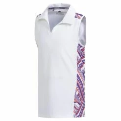 ADIDAS Junior Girls Novelty Sleeveless Polo Shirt White - Purple