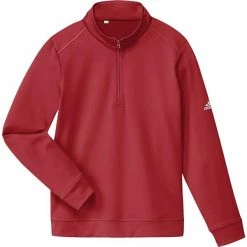 ADIDAS Boys Solid 1/2 Zip Sweatshirt Red