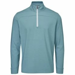 Farah Gents Hayes ¼ Zip Top Teal Hue