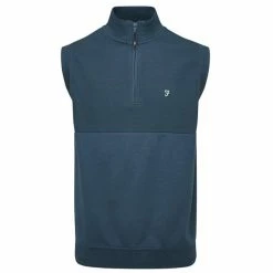 Farah Gents Clint ¼ Zip Gilet Teal