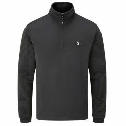 Farah Gents Warren ¼ Zip Top Black