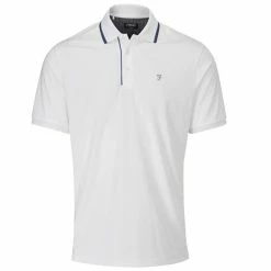 Farah Gents Hoxie Polo Shirt White - Dusky Blue