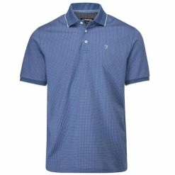 Farah Gents Ferris Polo Shirt Blue - White