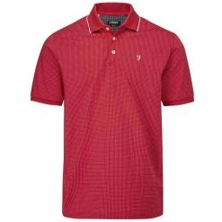 Farah Gents Ferris Polo Shirt Jester Red - White