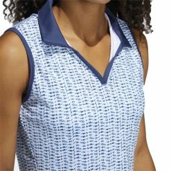 ADIDAS Ladies Ultimate365 Printer Sleeveless Polo Shirt White - Sky -Cheap Footwear Store P FJ4904ADIDASSHIRTWHITESKYLADIES 3 L