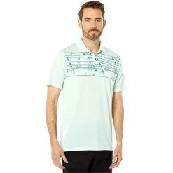 Oakley Gents Azalea Stripe Polo Shirt Bay Green Heather