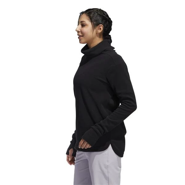 ADIDAS Ladies Fleece Mock Neck Pullover Black 6 ADIDAS Ladies Fleece Mock Neck Pullover Black - Image 4