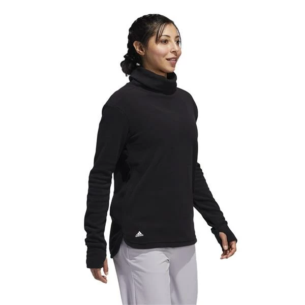ADIDAS Ladies Fleece Mock Neck Pullover Black 8 ADIDAS Ladies Fleece Mock Neck Pullover Black - Image 6