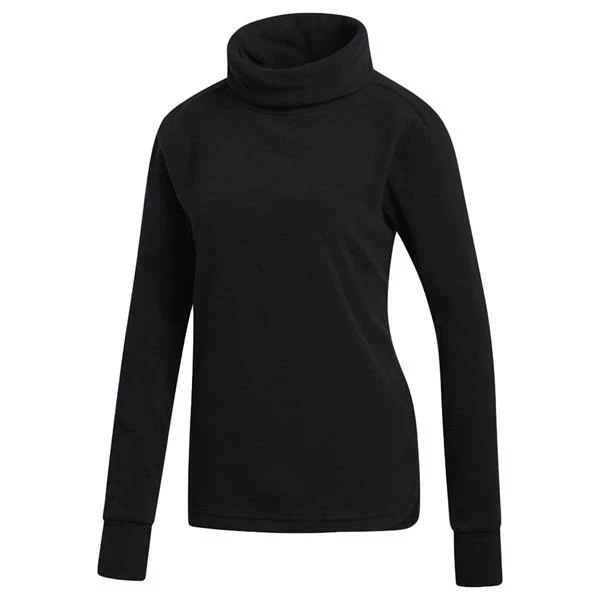 ADIDAS Ladies Fleece Mock Neck Pullover Black 3 ADIDAS Ladies Fleece Mock Neck Pullover Black