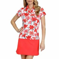 Tail Ladies Pau Foldover Collar Top Valencia Lilies