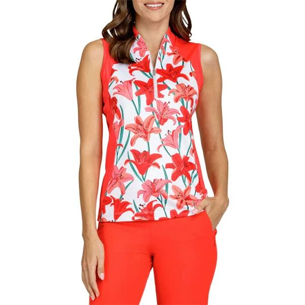 Tail Ladies Gigi Notched Collar Sleeveless Top Valencia Lilies 3 Tail Ladies Gigi Notched Collar Sleeveless Top Valencia Lilies