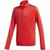 ADIDAS Boys 3 Stripe 1/2 Zip Top Red