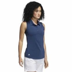 ADIDAS Ladies Ultimate 365 Solid Sleeveless Polo Shirt Crew Navy -Cheap Footwear Store P GL6698ADIDASSHIRTNAVYLADIES 3 L