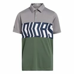 ADIDAS Junior - Boys Print ColourBlock Polo Shirt Grey Three