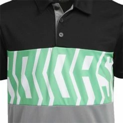ADIDAS Junior - Boys Print ColourBlock Polo Shirt Black - Semi Screaming Green -Cheap Footwear Store P H38824ADIDASSHIRTBLACKGREENBOYS 2 L