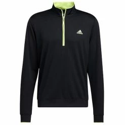 ADIDAS Gents Lightweight ¼ Zip Sweatshirt Black - Pulse Lime