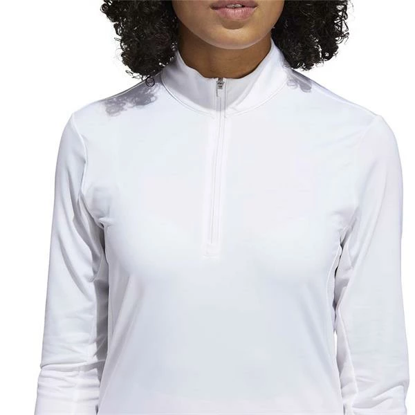 ADIDAS Ladies UPF50 Solid Long Sleeve Polo Shirt White 7 ADIDAS Ladies UPF50 Solid Long Sleeve Polo Shirt White - Image 5