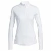 ADIDAS Ladies UPF50 Solid Long Sleeve Polo Shirt White