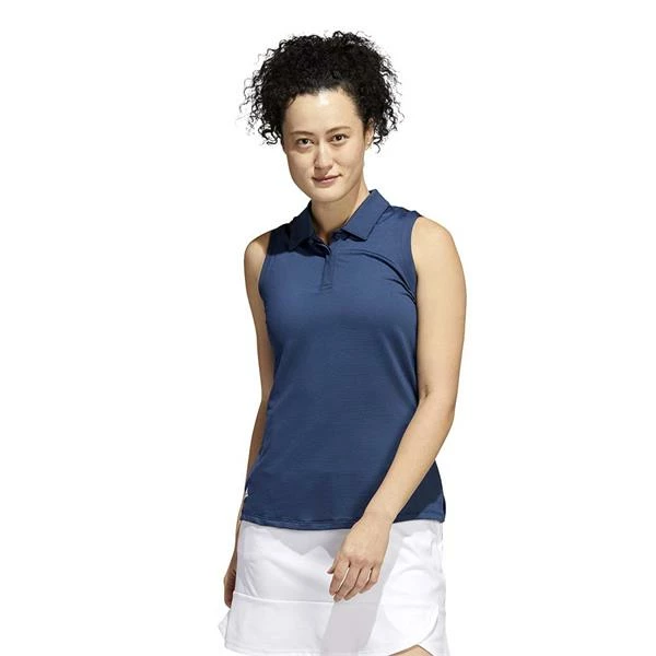 ADIDAS Ladies Primeblue Sleeveless Polo Shirt Crew Navy 4 ADIDAS Ladies Primeblue Sleeveless Polo Shirt Crew Navy - Image 2