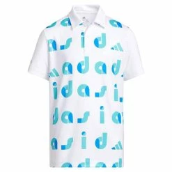 ADIDAS Junior - Boys Graphic Polo Shirt Semi Mint Rush - Blue Rush - White