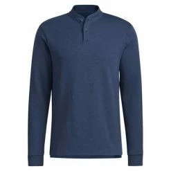 ADIDAS Gents Go-To Long Sleeve Henley Polo Shirt Crew Navy