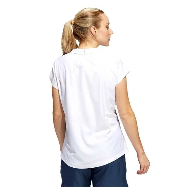 ADIDAS Ladies Sport Performance Jacquard Polo Shirt White 4 ADIDAS Ladies Sport Performance Jacquard Polo Shirt White - Image 2