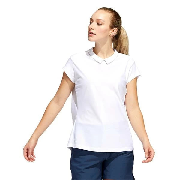 ADIDAS Ladies Sport Performance Jacquard Polo Shirt White 5 ADIDAS Ladies Sport Performance Jacquard Polo Shirt White - Image 3