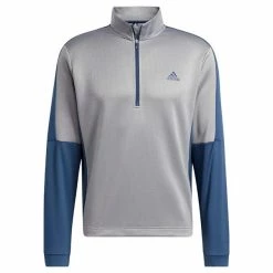 ADIDAS Gents Color Block ¼ Zip Pullover Grey Three - Crew Navy
