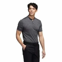 ADIDAS Gents Textured Stripe Polo Shirt Black - Grey Five -Cheap Footwear Store P HM7392ADIDASSHIRTBLACKGREYGENTS 3 L