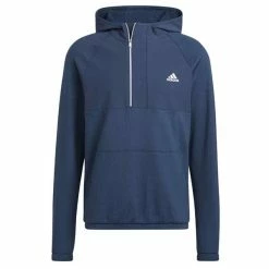 ADIDAS Gents ¼ Zip Fleece Parka With Hood Crew Navy