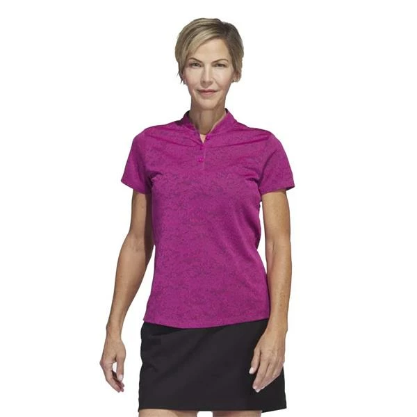 ADIDAS Ladies Jacquard Polo Shirt Lucid Fuchsia 4 ADIDAS Ladies Jacquard Polo Shirt Lucid Fuchsia - Image 2