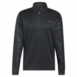 ADIDAS Gents Splatter-Print ¼ Zip Sweatshirt Black - Carbon