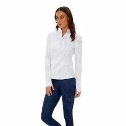 Zero Restriction Ladies Renae Zip Mock White - Heavenly