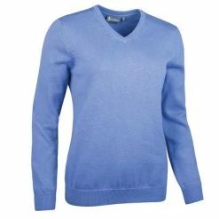 Glenmuir Ladies Flora V Neck Touch Of Cashmere Sweater Light Blue