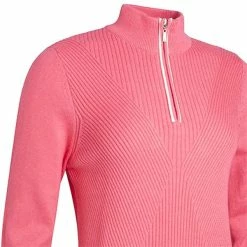 Glenmuir Ladies Thea Zip Neck Diamond Rib Touch Of Cashmere Sweater Sorbet - White -Cheap Footwear Store P LKC2687GLENMUIRSWEATERSORBETWHITELADIES 1 L