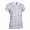 Glenmuir Ladies Amelia Zip Neck Print Performance Polo Shirt White - Light Grey - Candy Check -Cheap Footwear Store P LSP2680GLENMUIRSIRTWHITELIGHTGREYCANDYLADIES L